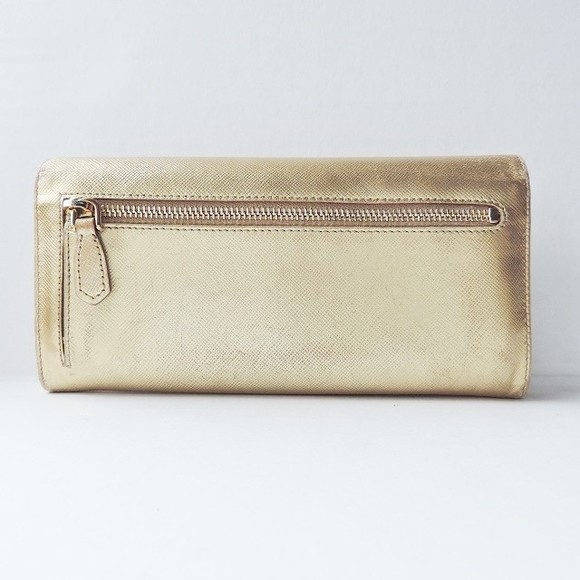 Prada Gold Leather Wallet Long - Picture 1 of 9